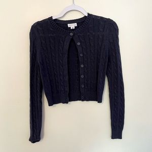navy cropped cardigan